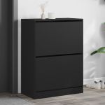 Dulap de pantofi cu 2 sertare rabatabile, negru, 80x42x108 cm GartenMobel Dekor