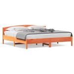 Cadru de pat cu tăblie, maro ceruit, 200x200 cm, lemn masiv pin GartenMobel Dekor