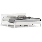 Cadru de pat cu tăblie, alb, 180x200 cm, lemn masiv de pin GartenMobel Dekor