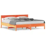 Cadru de pat cu tăblie, maro ceruit, 200x200 cm, lemn masiv pin GartenMobel Dekor