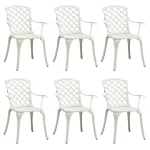 Scaune de grădină, 6 buc., alb, aluminiu turnat GartenMobel Dekor