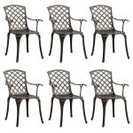 Scaune de grădină, 6 buc., bronz, aluminiu turnat GartenMobel Dekor