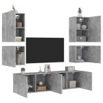 Unități TV de perete, 6 piese, gri beton, lemn prelucrat GartenMobel Dekor