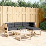 Set mobilier de grădină cu perne, 4 piese, lemn masiv de pin GartenMobel Dekor
