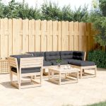 Set mobilier de grădină cu perne, 5 piese, lemn masiv de pin GartenMobel Dekor