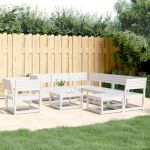 Set mobilier relaxare grădină, 8 piese, alb, lemn masiv de pin GartenMobel Dekor