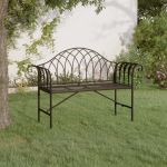 Bancă de grădină cu 2 locuri, negru, 128 cm, oțel GartenMobel Dekor