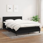 Pat box spring cu saltea, negru, 140x190 cm, textil GartenMobel Dekor