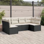 Set mobilier de grădină cu perne, 6 piese, negru, poliratan GartenMobel Dekor