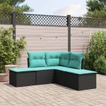 Set mobilier de grădină cu perne, 5 piese, negru, poliratan GartenMobel Dekor