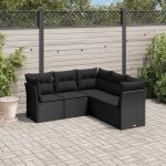 Set mobilier de grădină cu perne, 5 piese, negru, poliratan GartenMobel Dekor