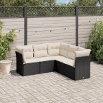 Set mobilier de grădină cu perne, 5 piese, negru, poliratan GartenMobel Dekor