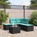 Set mobilier de grădină cu perne, 6 piese, negru, poliratan GartenMobel Dekor