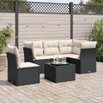 Set mobilier de grădină cu perne, 6 piese, negru, poliratan GartenMobel Dekor