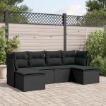 Set mobilier de grădină cu perne, 6 piese, negru, poliratan GartenMobel Dekor