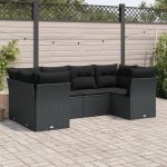 Set mobilier de grădină cu perne, 6 piese, negru, poliratan GartenMobel Dekor