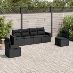 Set mobilier de grădină cu perne, 6 piese, negru, poliratan GartenMobel Dekor