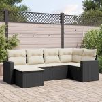 Set mobilier de grădină cu perne, 6 piese, negru, poliratan GartenMobel Dekor