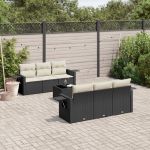 Set canapele de grădină cu perne, 7 piese, negru, poliratan GartenMobel Dekor