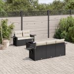 Set mobilier de grădină cu perne, 6 piese, negru, poliratan GartenMobel Dekor