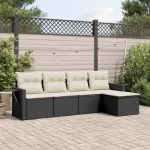 Set mobilier de grădină cu perne, 5 piese, negru, poliratan GartenMobel Dekor
