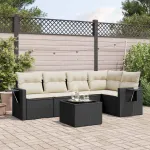 Set mobilier de grădină cu perne, 6 piese, negru, poliratan GartenMobel Dekor