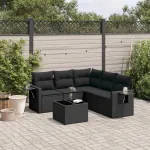 Set mobilier de grădină cu perne, 6 piese, negru, poliratan GartenMobel Dekor