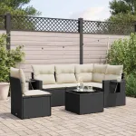Set mobilier de grădină cu perne, 6 piese, negru, poliratan GartenMobel Dekor