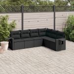 Set mobilier de grădină cu perne, 6 piese, negru, poliratan GartenMobel Dekor