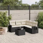 Set mobilier de grădină cu perne, 6 piese, negru, poliratan GartenMobel Dekor