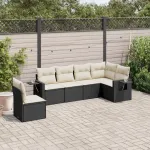 Set mobilier de grădină cu perne, 6 piese, negru, poliratan GartenMobel Dekor