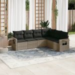 Set mobilier grădină cu perne, 6 piese, gri, poliratan GartenMobel Dekor