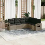 Set mobilier grădină cu perne, 6 piese, gri, poliratan GartenMobel Dekor
