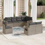 Set canapele de grădină cu perne, 8 piese, gri, poliratan GartenMobel Dekor