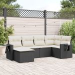 Set mobilier de grădină cu perne, 6 piese, negru, poliratan GartenMobel Dekor