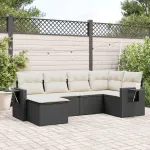 Set mobilier de grădină cu perne, 6 piese, negru, poliratan GartenMobel Dekor