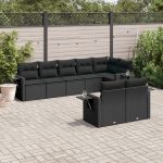 Set mobilier de grădină cu perne, 8 piese, negru, poliratan GartenMobel Dekor