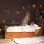 Cadru pat cu sertare & dulap, maro miere, 90x200 cm lemn de pin GartenMobel Dekor