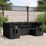 Set mobilier de grădină cu perne, 6 piese, negru, poliratan GartenMobel Dekor