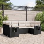 Set mobilier de grădină cu perne, 6 piese, negru, poliratan GartenMobel Dekor