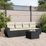 Set mobilier de grădină cu perne, 5 piese, negru, poliratan GartenMobel Dekor