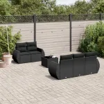 Set mobilier de grădină cu perne, 6 piese, negru, poliratan GartenMobel Dekor