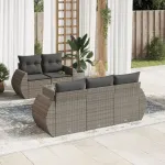 Set mobilier grădină cu perne, 6 piese, gri, poliratan GartenMobel Dekor