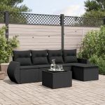 Set mobilier de grădină cu perne, 6 piese, negru, poliratan GartenMobel Dekor