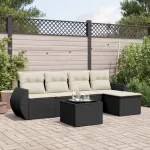 Set mobilier de grădină cu perne, 6 piese, negru, poliratan GartenMobel Dekor