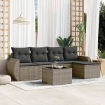 Set mobilier grădină cu perne, 6 piese, gri, poliratan GartenMobel Dekor