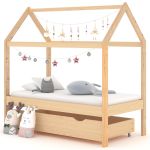 Cadru pat copii, cu un sertar, 70x140 cm, lemn masiv de pin GartenMobel Dekor