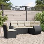 Set mobilier de grădină cu perne, 5 piese, negru, poliratan GartenMobel Dekor