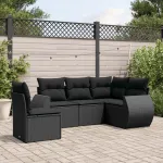Set mobilier de grădină cu perne, 5 piese, negru, poliratan GartenMobel Dekor