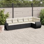 Set mobilier de grădină cu perne, 6 piese, negru, poliratan GartenMobel Dekor